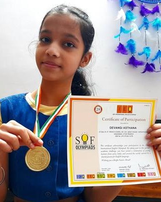 Devangi with English Olympiad gold