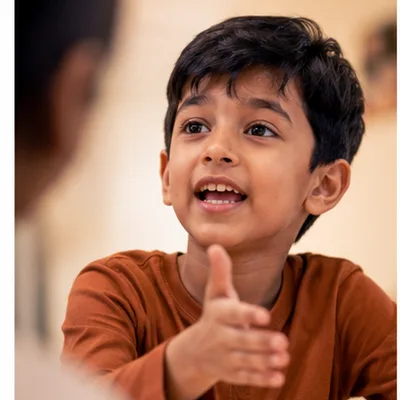 Child speaking expressively — communication skills for children
